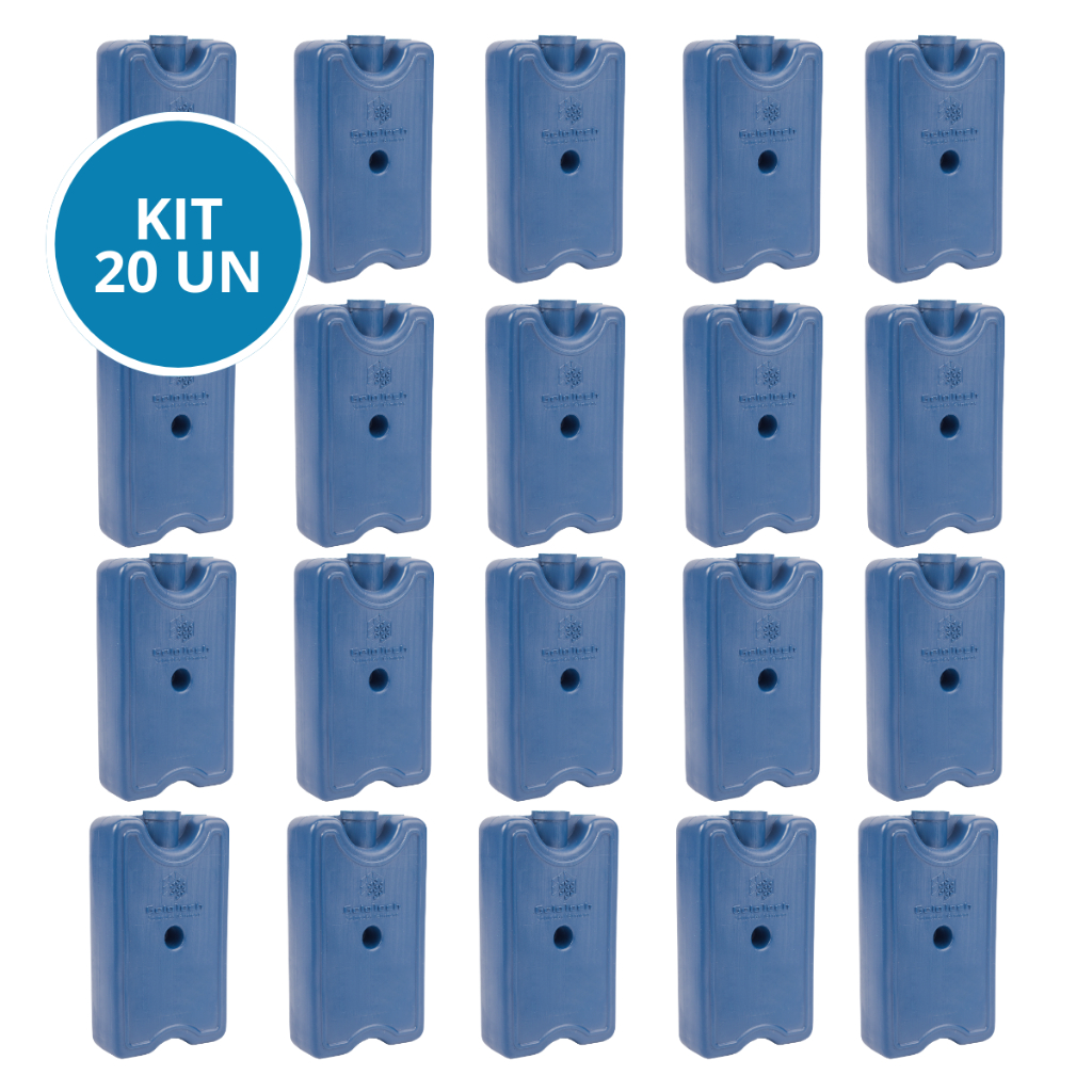 Kit 20 Placa Gelo Gel Artificial Reutilizável Rígido 200ml Gelotech Transporte Alimentos Bebidas