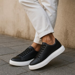 Tênis Masculino Solado Alto Elegante Casual Dia a Dia Confortavel
