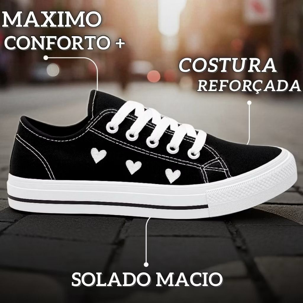 Tênis casual Feminino Coração Leve e Confortável Dia dia