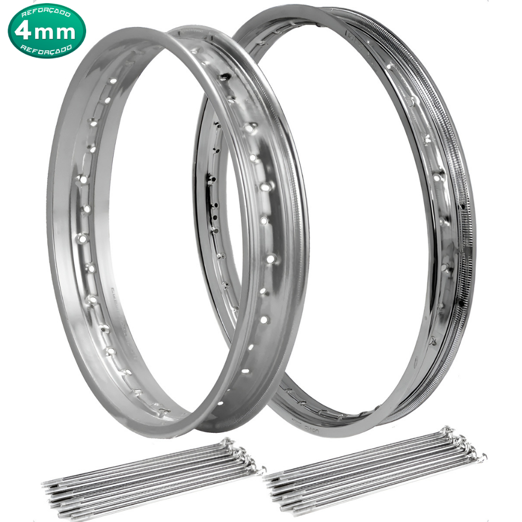Par Aros Dianteiro E Traseiro Xtz 125 Raios Cromados 4mm