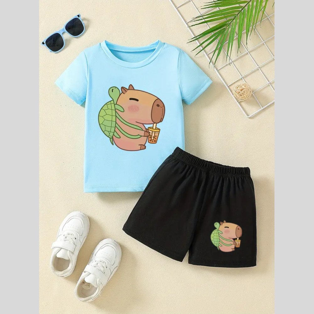 Conjunto Masculino Infantil Estampa Capivara Tartaruga 385 Outfit Of The Day Modinha Adolescente Kid