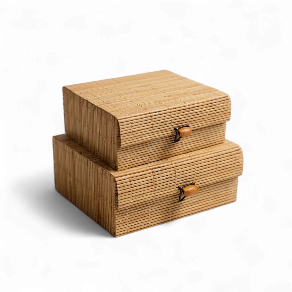 Kit 2 Porta Objetos Joias Chaves Retangular Organizador 15 18cm Bambu Decoração Casa Premium em Oferta na Shopee