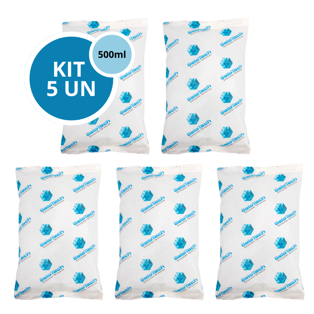 Kit 5 Bolsa Gelo Gel Artificial Reutilizável Flexível Gelotech 500g Transporte Alimentos Bebidas em Oferta na Shopee
