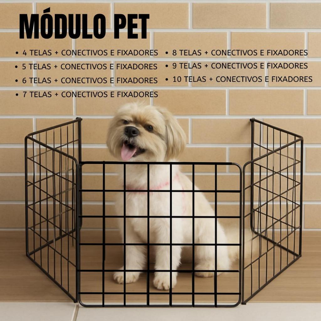 Módulo Pet 30x30 Portão Para Cachorro Parede Tela Reforçada Leve Preto Envio Imediato