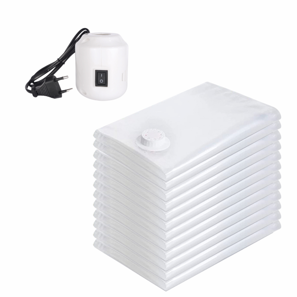 12 Saco À Vácuo Organizador + Bomba Elétrica 110V