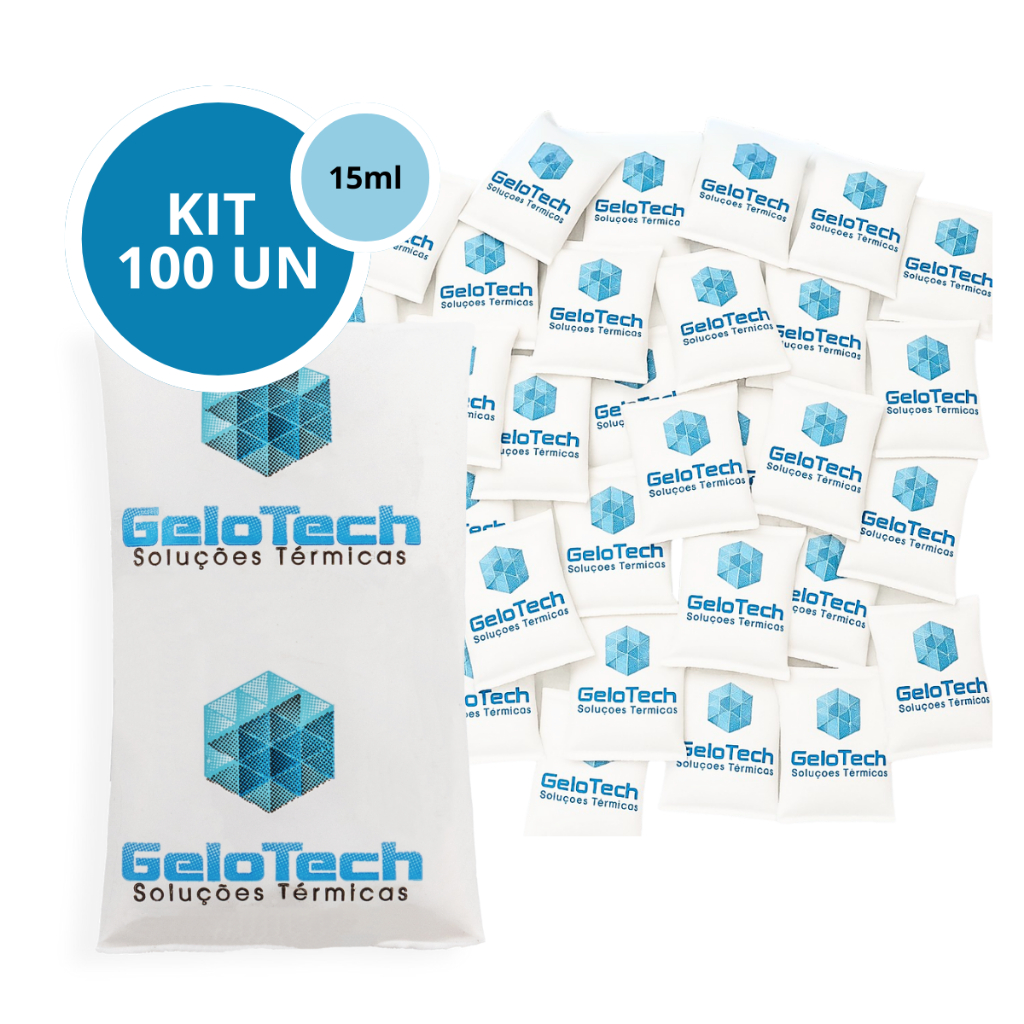 100 Bolsa Gelo Gel Artificial Reutilizável Flexível Gelotech 15g Transporte Alimentos Bebi...