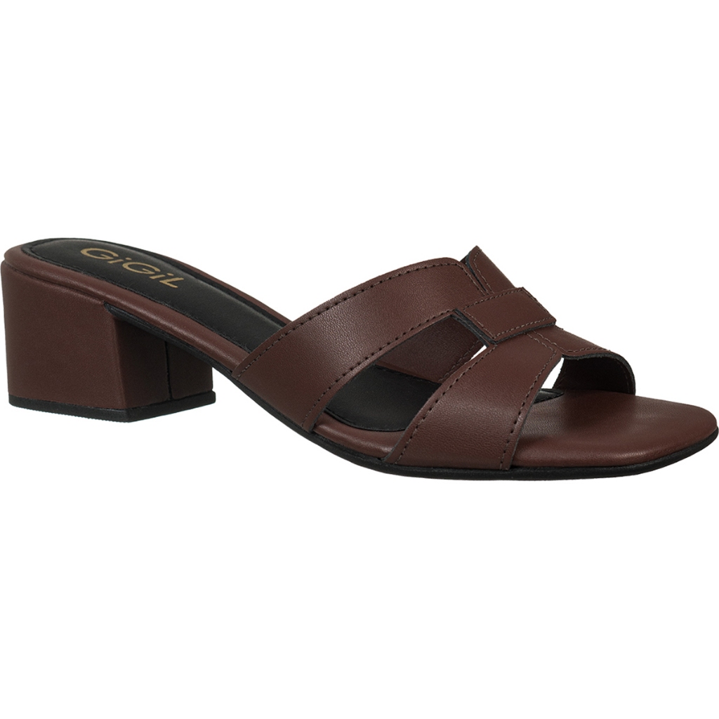 Tamanco Feminino Mule Tiras em H Salto Bloco Baixo Bico Quadrado Casual