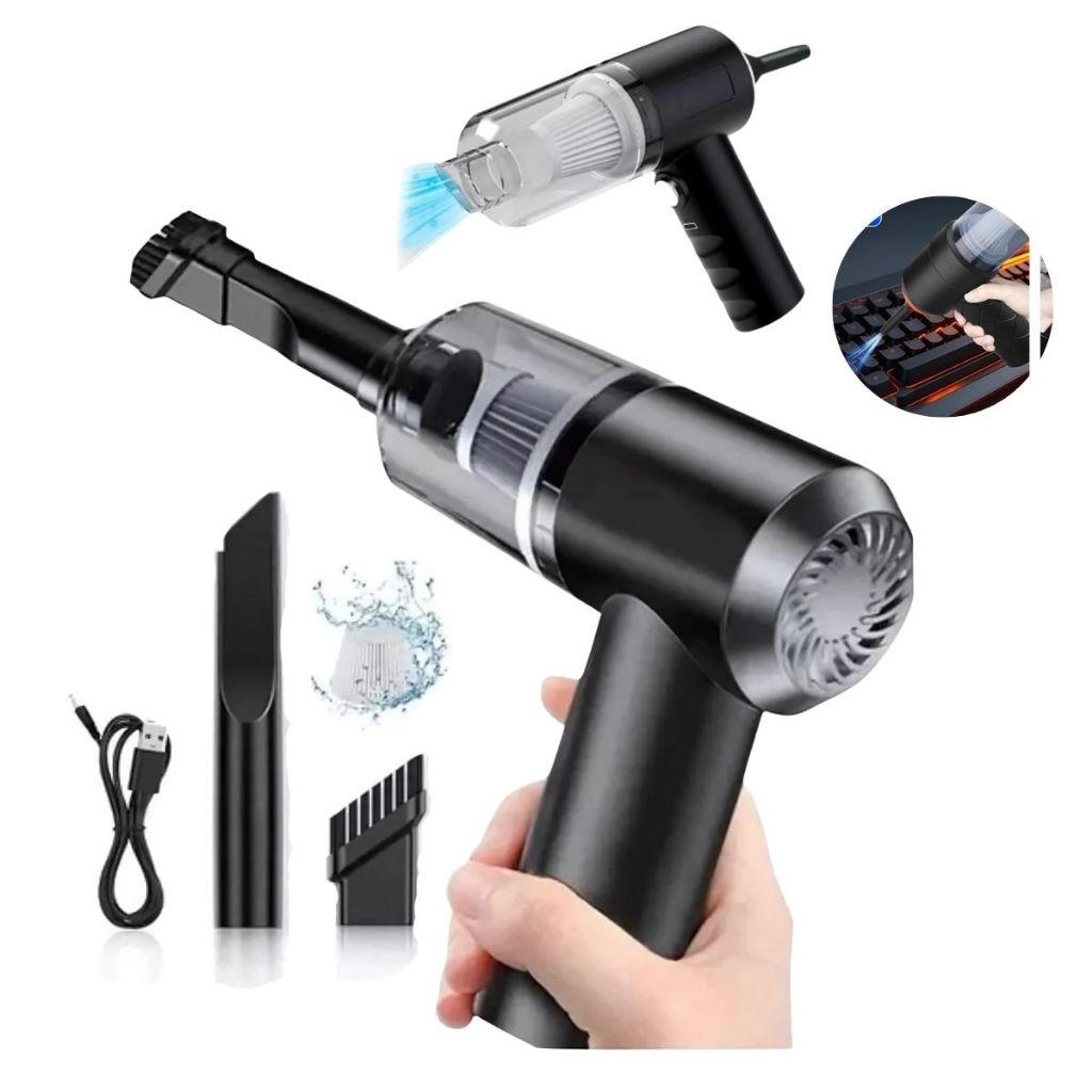 Aspirador e Soprador De Pó 3 Em 1 com Suporte Usb Portátil e Recarregável Casa Carro Escritório
