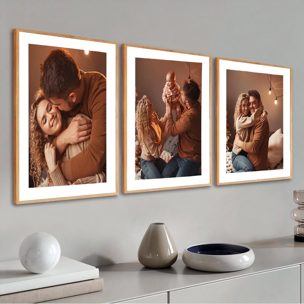Trio Quadros Personalizados Foto Paspatur 40x60 cm Moldura Para Sala Grande Quarto Escritório