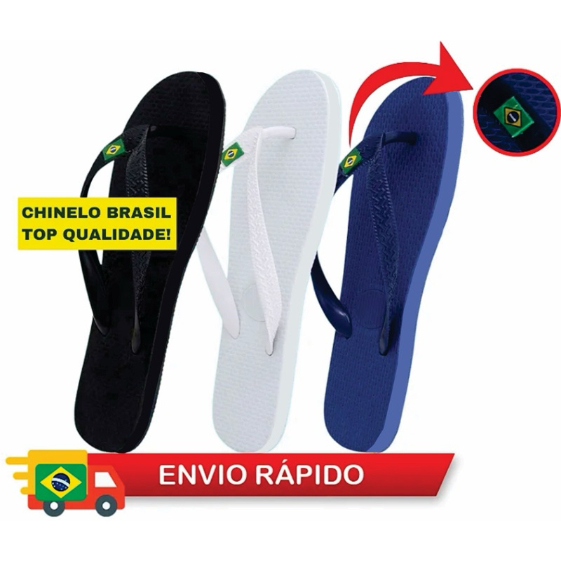KIT 02 PARES CHINELO SANDALIA BANDEIRINHA UNISSEX TRADICIONAL PROMOÇÃO em Oferta na Shopee