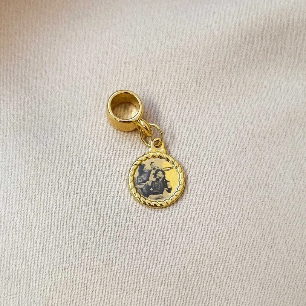 [ SEMI JOIA ] Pingente Berloque Moldura Personalizado Gravação Foto Banhado a Ouro 18k Prata Presente Mimo Dia Namorados