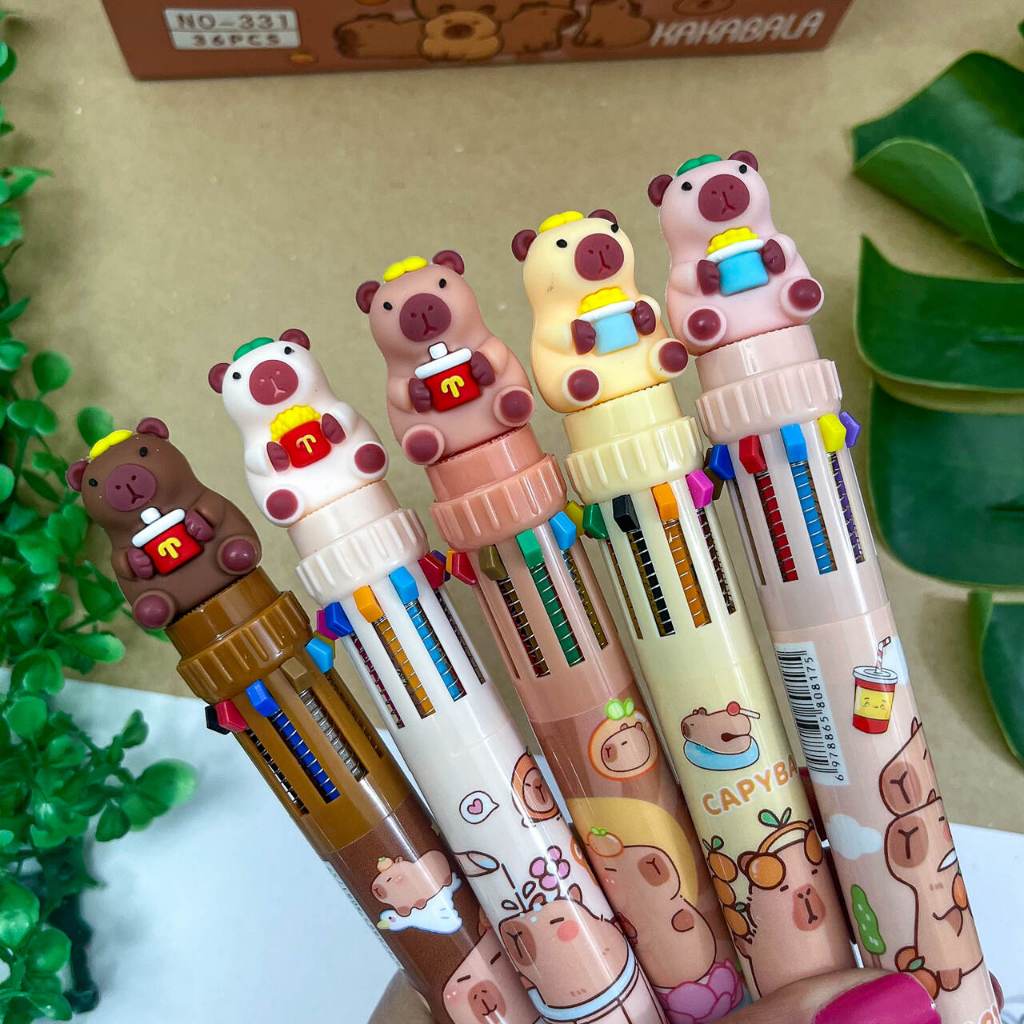 Caneta Esferográfica 0.7mm com 10 Cores Capivara - Importado em Oferta na Shopee