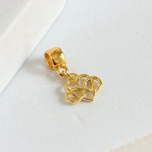 [ SEMI JOIA ] Pingente Berloque Coração Infinito Delicado Banhado a Ouro 18k ou Prata