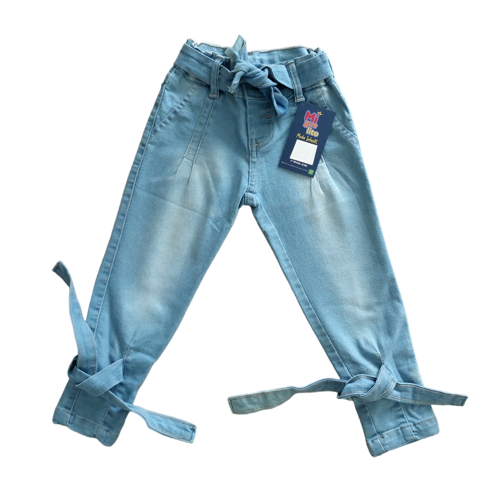 Calça jeans Clochard Feminina Infantil Com Laço