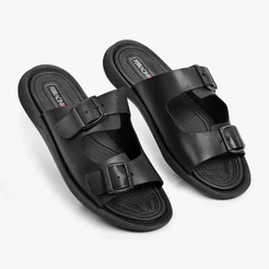 Sandália Masculina Ferracini Couro Legitimo Anatômica Fivela Dakar Preta 1591-667A