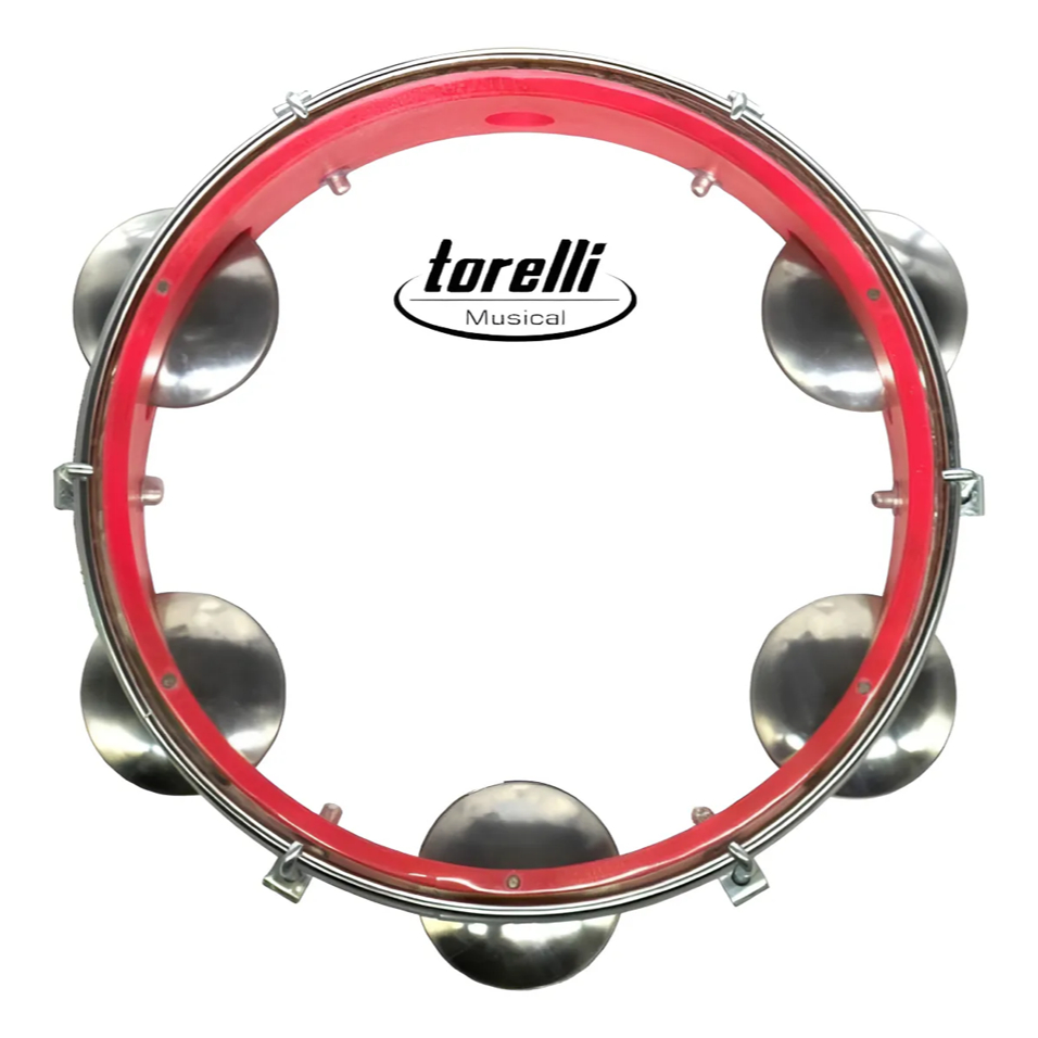 Pandeiro 8'' Injetado Vermelho Pele Cristal Torelli Tp848