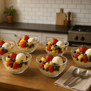 Conjunto 12 Bowl de Vidro 400ml Pote para Sobremesa Sorvete Casa Cozinha Utilidades Tigela de Vidro