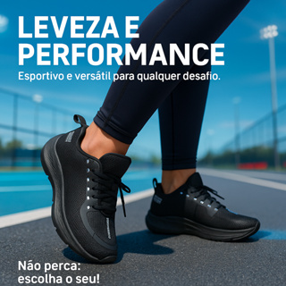 Tênis Feminino Preto - Esportivo Para Qualquer Ocasião Numeração Especial 34 ao 47  - Compre agora! em Oferta na Shopee