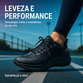 Tênis Feminino Preto - Corrida Leveza e Performance no Seu Dia - Compre já! em Oferta na Shopee