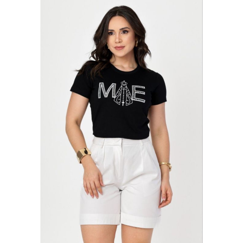 BLUSA FEMININA CAMISETA NOSSA SENHORA APARECIDA PEDRARIA