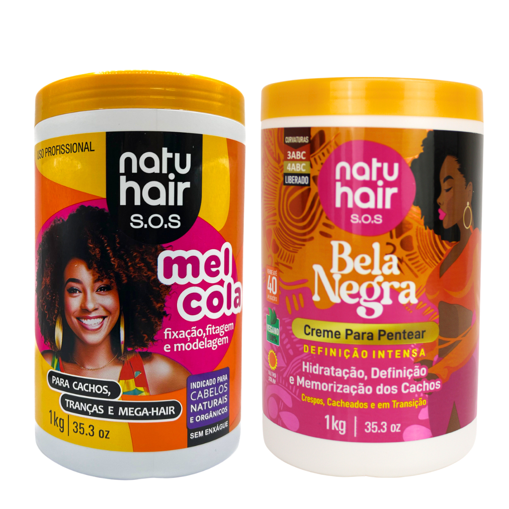 Kit Mel Cola SOS NatuHair 1kg + Bela Negra 1 KG em Oferta na Shopee