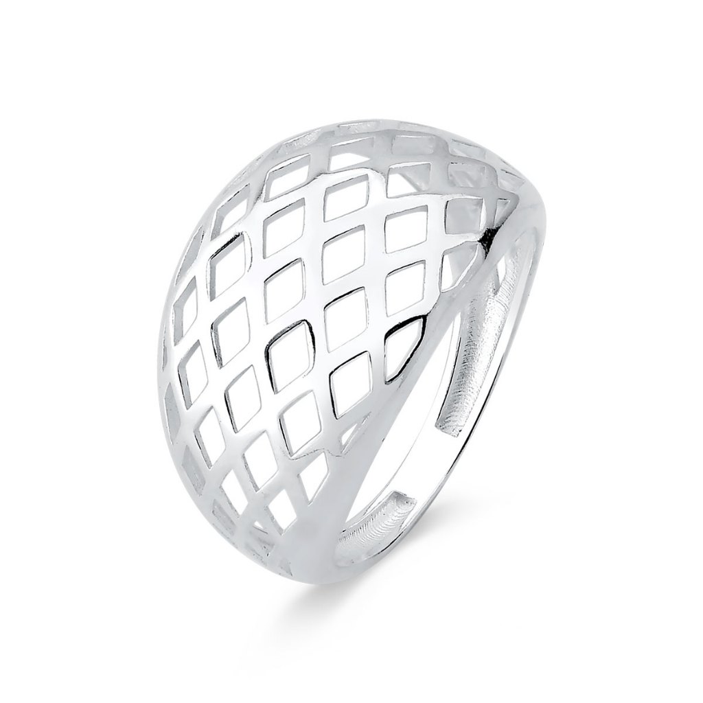 Anel de Prata 925 Tela Vazada e Detalhada em Oferta na Shopee