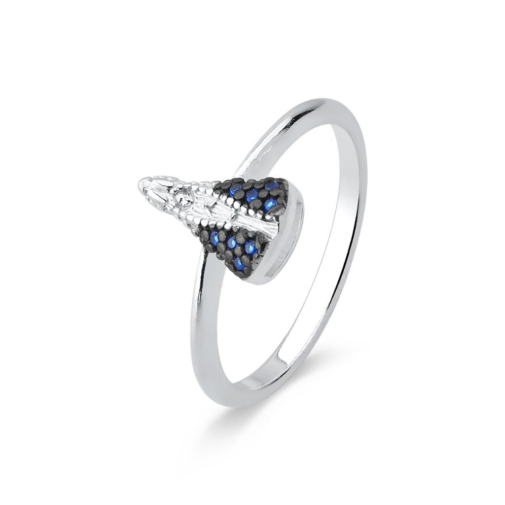 Anel de Prata 925 Nossa Senhora Aparecida com Manto Azul