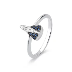 Anel de Prata 925 Nossa Senhora Aparecida com Manto Azul