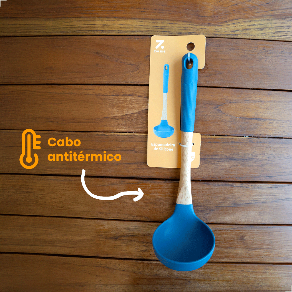 Concha de Sopa Feijão ZOLELE Resistente Utensílio para Cozinha Madeira e Silicone Com Cabo TPR em Oferta na Shopee