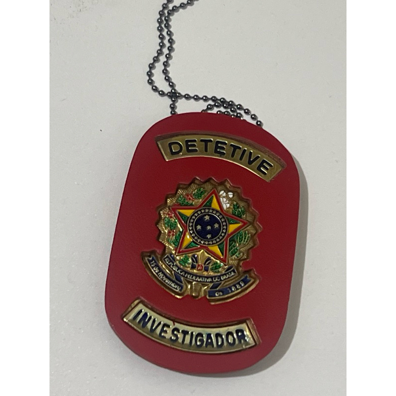 Distintivo Bolachao Detetive Investigador Couro Legítimo Premium