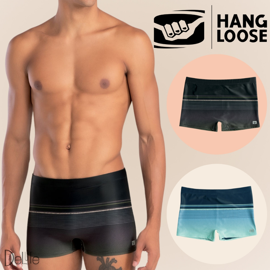 Sunga Estampada Boxer Hang Loose Forrada com Cordão de Regulagem Moda Praia Moda Praia FPS 50 Verão em Oferta na Shopee