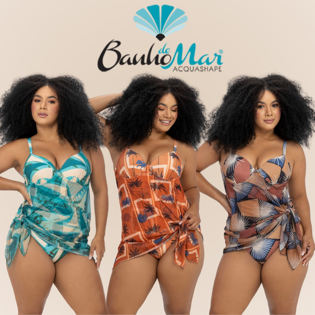 Maiô Banho de Mar Moderno com Saída de Praia Alça Ajustável e Bojo Estampado Moda Praia FPU 50+ em Oferta na Shopee