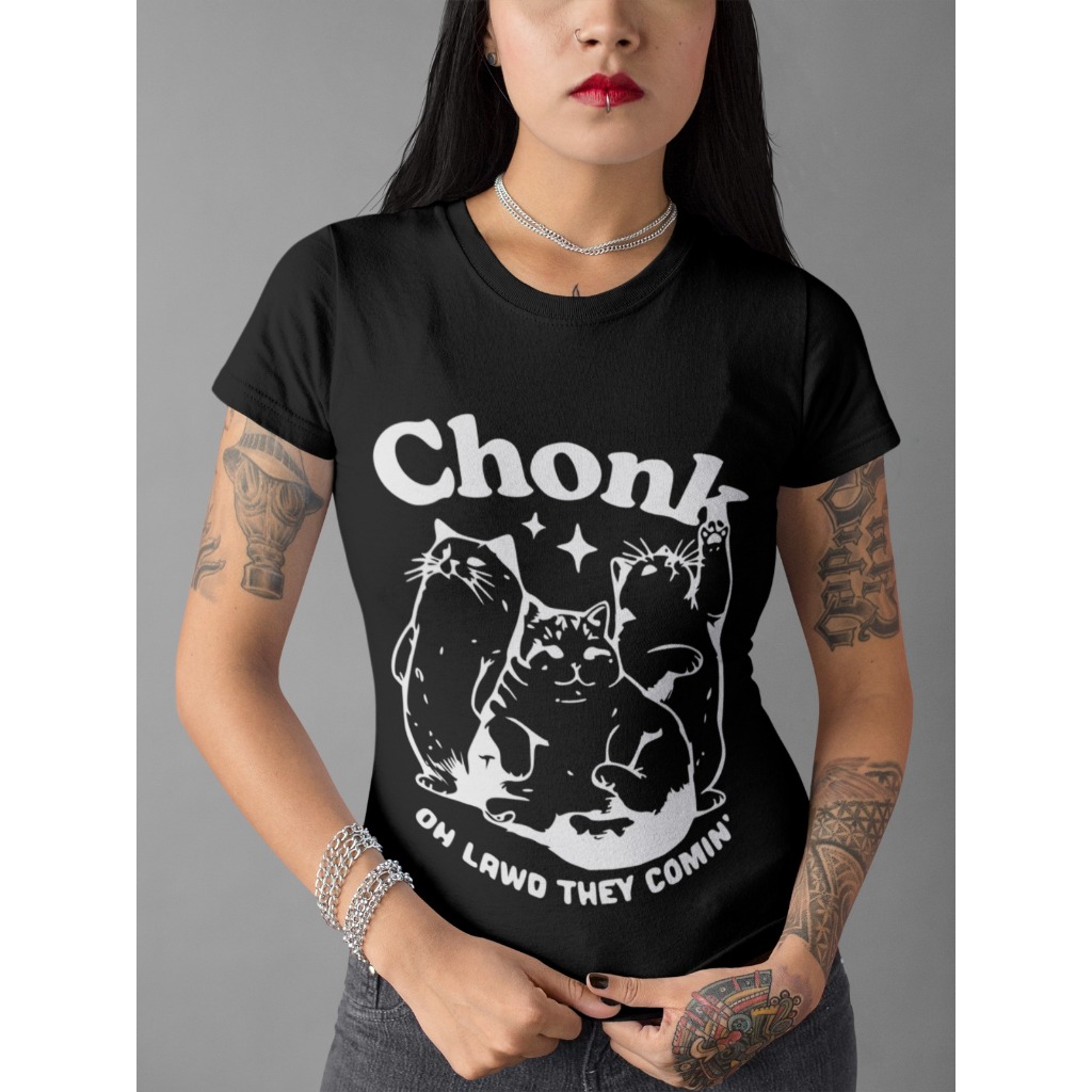 Baby Tee Y2K Feminina- Estampa Gatinhos Chonk e Coração, Conforto Elástico e Versátil para Primavera/Verão/Outono