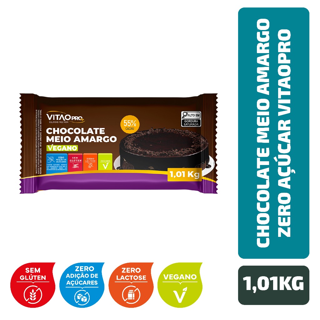 Chocolate Meio Amargo Zero Açúcar VitaoPRO 1,01 Kg em Oferta na Shopee
