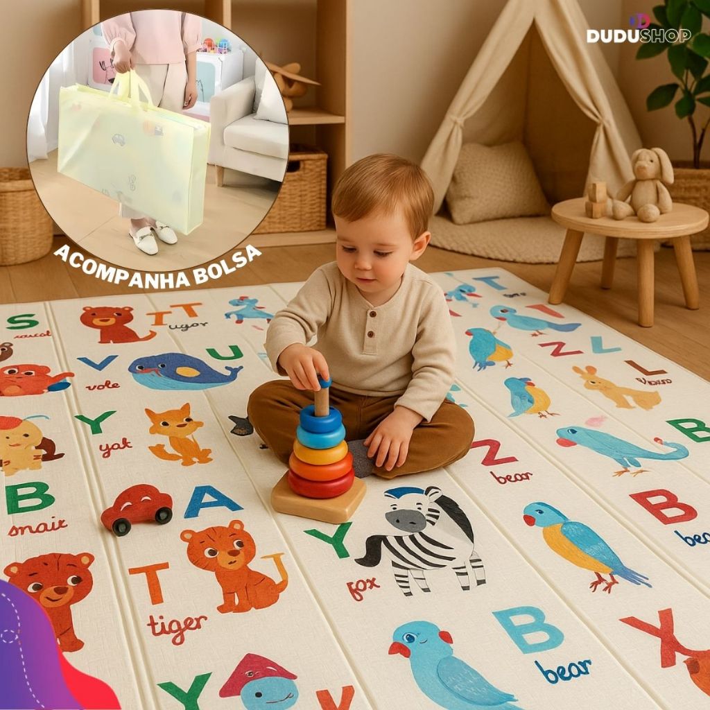 Tapete Infantil Grosso 2 Metros x 1.80 Metros Dupla Face Emborrachado Dobravel Grande Térmico em Oferta na Shopee