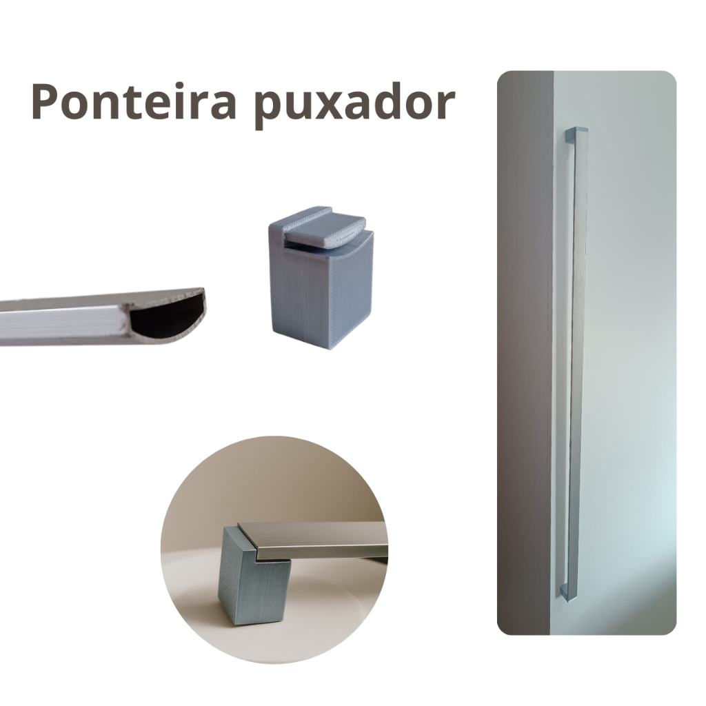 Ponteira Puxador de Perfil  Grande Abaulado Ponta Puxador Guarda Roupa
