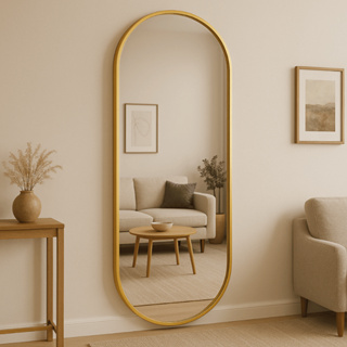 Espelho Oval Dourado Corpo Inteiro 150x50cm Retangular Base Reta Orgânico Pinterest Decoração em Oferta na Shopee