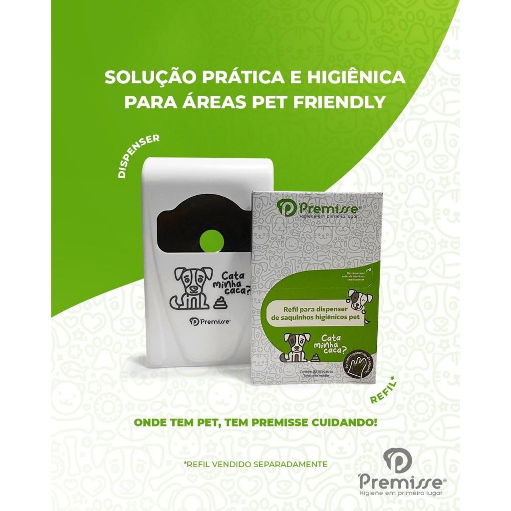 Dispenser Coletor Pet Higiênico + 25 saquinhos - Coco Fezes Caca Cachorro Gato - Ideal Casas , Condomínios, Comércios
