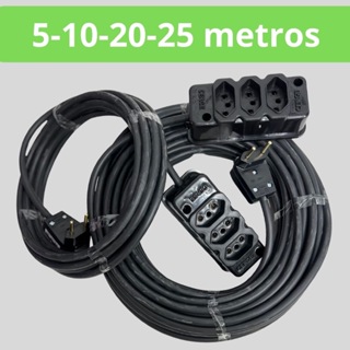 Extensão Reforçada Preta Cabo PP 2,5 mm Bivolt em Oferta na Shopee
