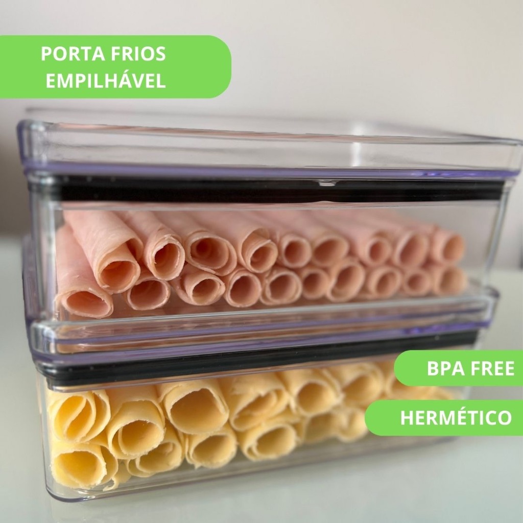 Porta Frios Transparente Hermético BPA Free Organizador de Geladeira