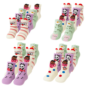 Meia Infantil Feminina 12, 6 ou 3 Pares Menina  Estampas Alegre Animalzinho com Orelhinha em Oferta na Shopee