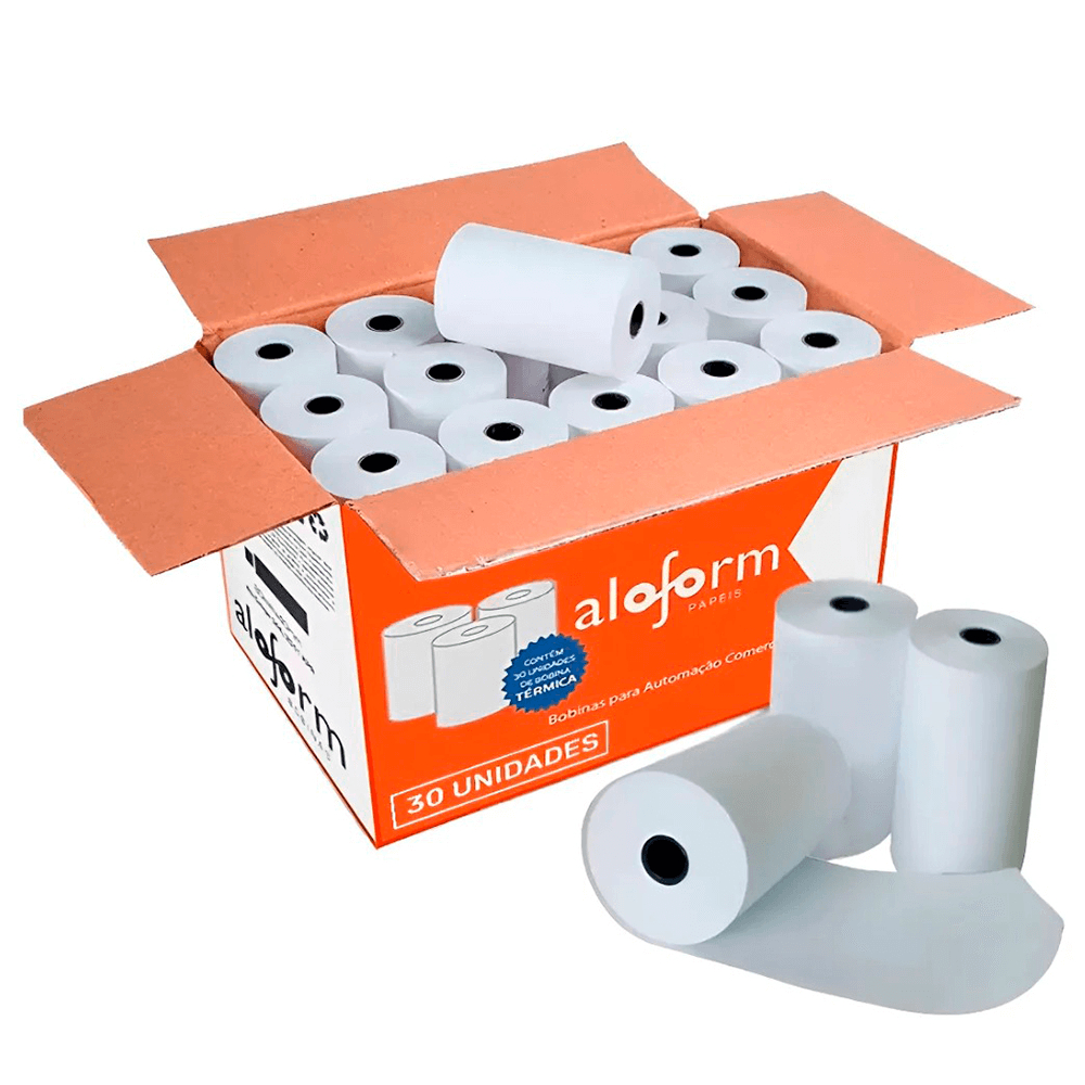 CAIXA BOBINA TERMICA BRANCA 40 MM X 80 M - COM 30 UNIDADES