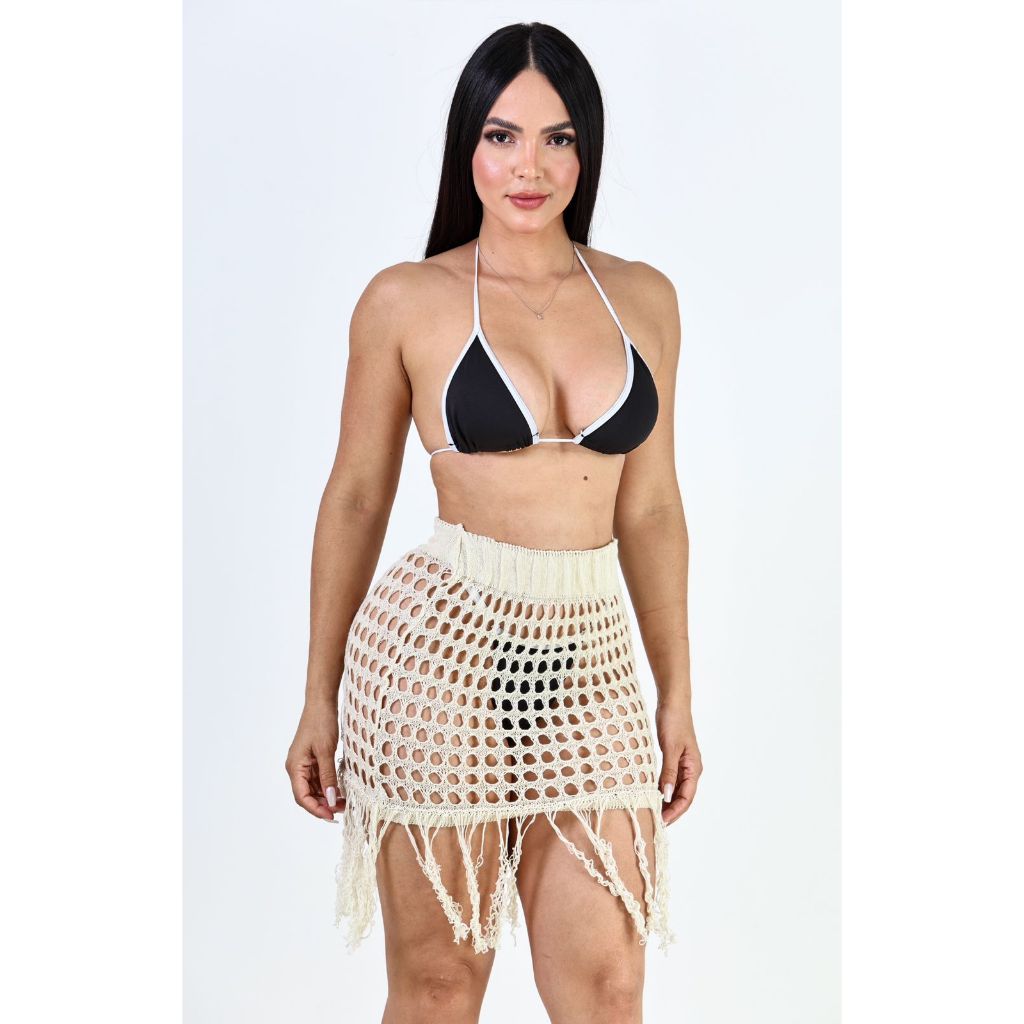 Mini Saia Saida De Praia Franja Moda Verão modelo miojo Top Blog 2026