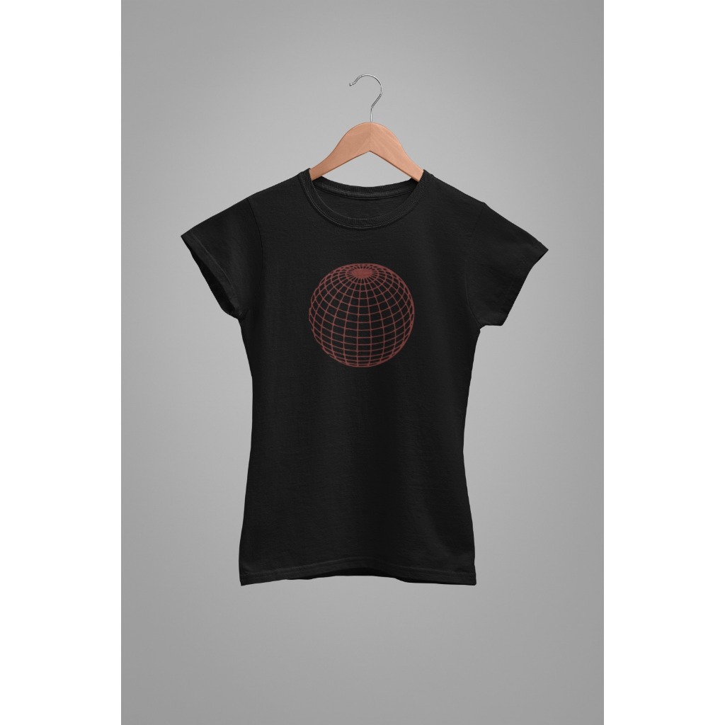 Baby Tee Y2K Feminina- Estampa Globo Rede, Conforto Elástico e Versátil para Primavera/Verão/Outono