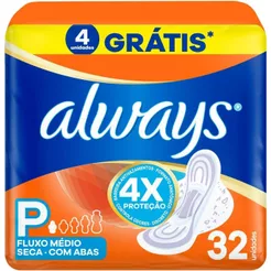Absorvente Always Super Proteção Cobertura Seca Com Abas Com 32 Unidades