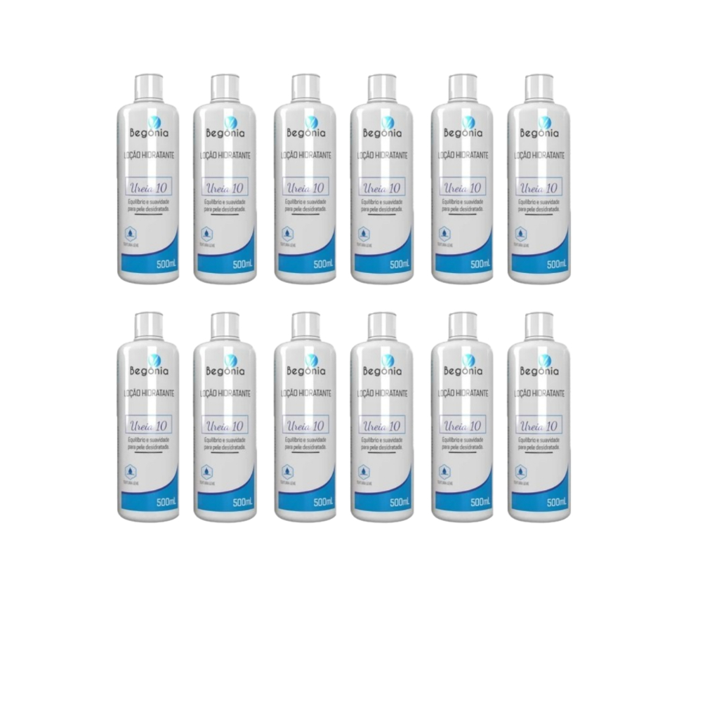 12 Unidades Loção Hidratante Ureia 500ml Begônia Cosméticos