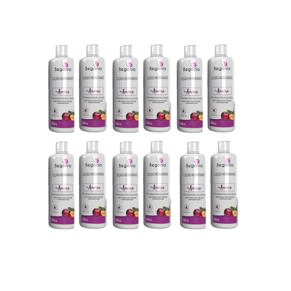 12 Unidades Loção Hidratante Ameixa 500ml Begônia Cosméticos