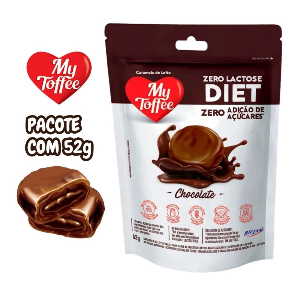 Bala My Toffee Diet Caramelo Zero Açúcar e Zero Lactose 52 g Preço Promocional em Oferta na Shopee