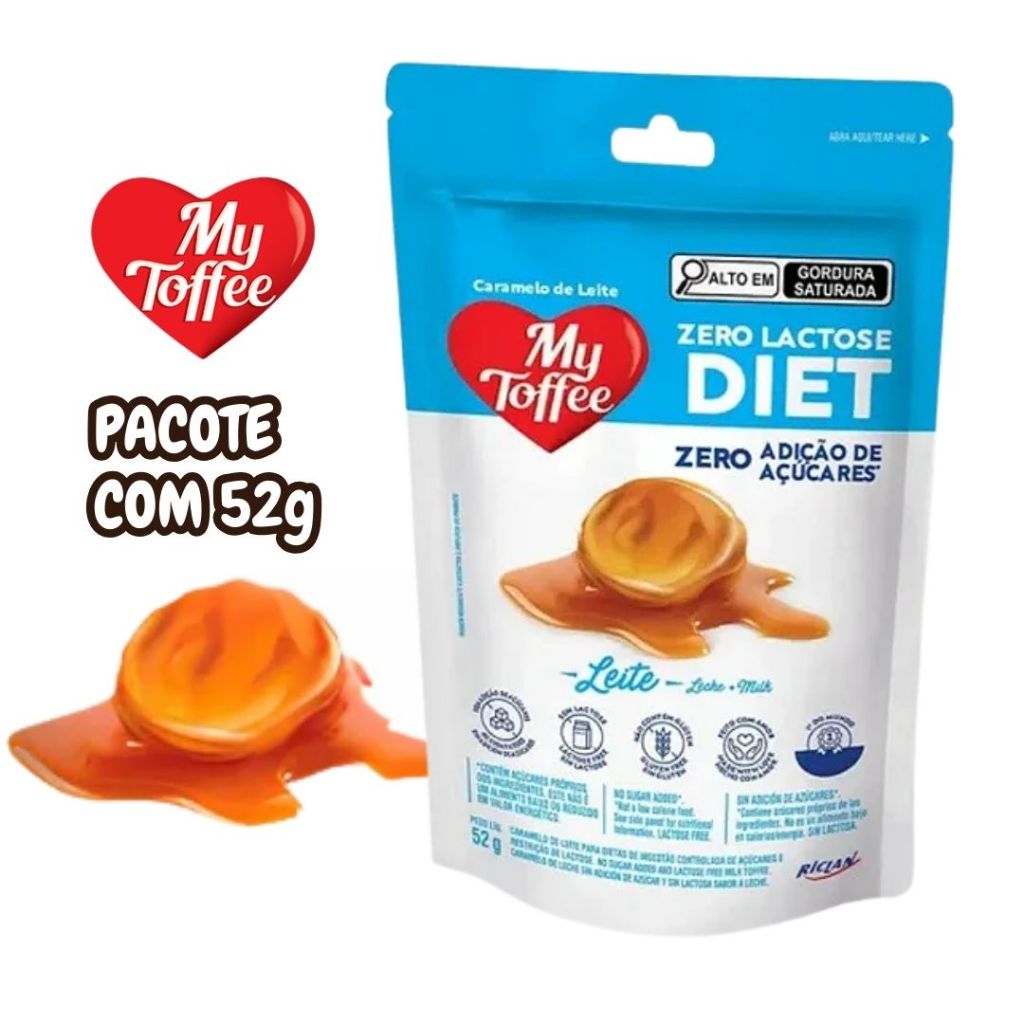 Bala  de Caramelo My Toffee Diet Zero Açúcar e Zero Lactose Preço de Atacado