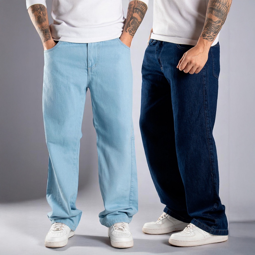 Calça Bag Jeans Larga Balão Larga estilo Skatista Carpenter Masculina Baggy Streetwear Premium